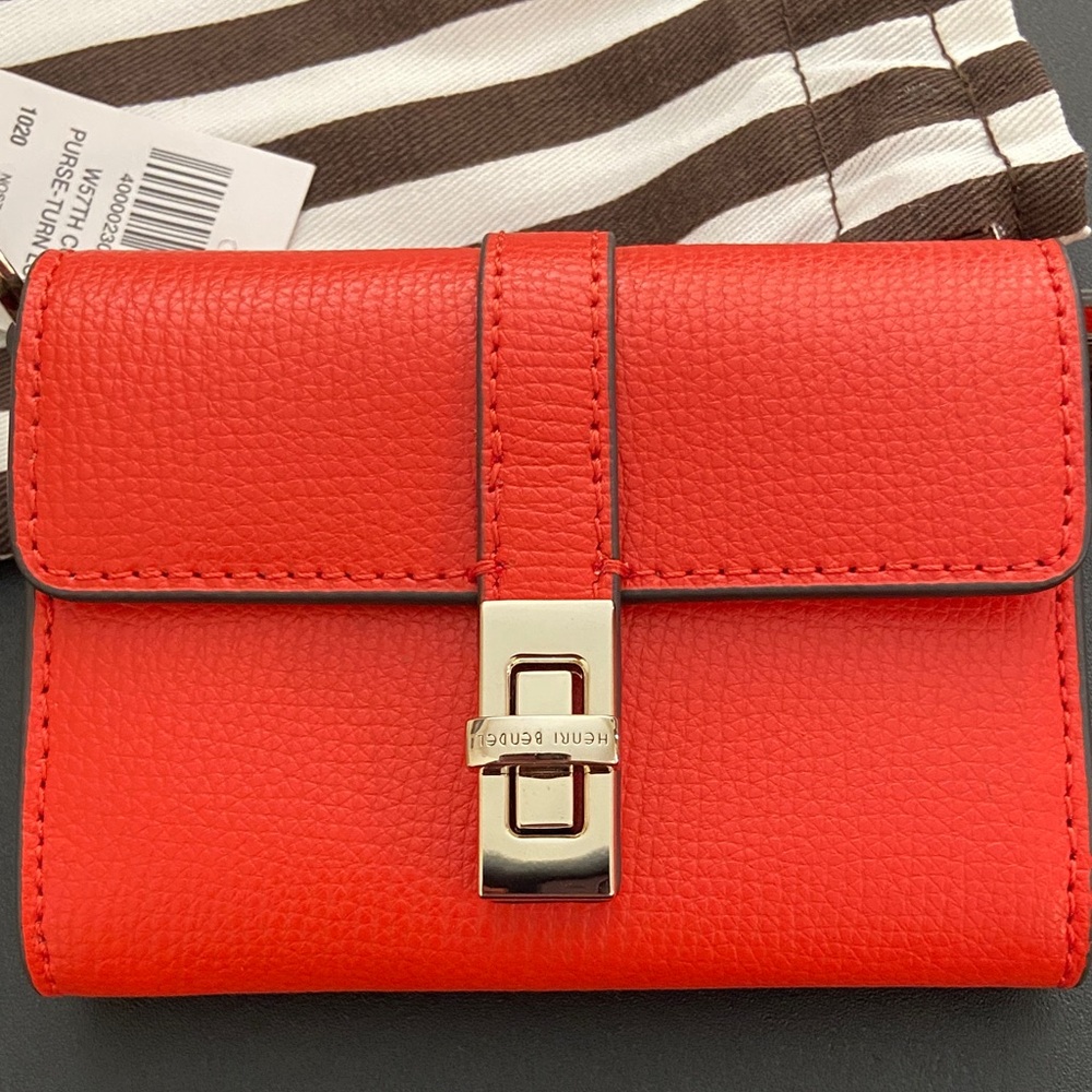 Henri Bendel Orange Leather Compact Wallet - Picture 16 of 16